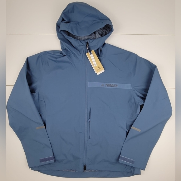 Adidas Terrex Womens Size L MT 2.5L Rai J Wonder Steel Hiking Jacket HF3279 New - Picture 1 of 10